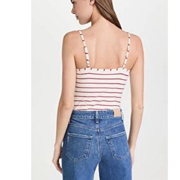 NWT Paige Women’s Rebecca Cherry Red Stripe Thong Bodysuit in size S - Picture 3 of 12